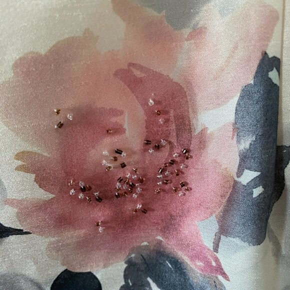 JACQUES VERT Ivory Off White Floral Sleeveless Scuba Dress w/BEEDING SZ 20 (UK) - Picture 2 of 6